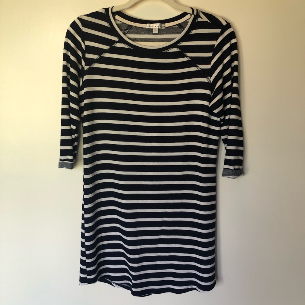 Navy and white stripes cotton dress